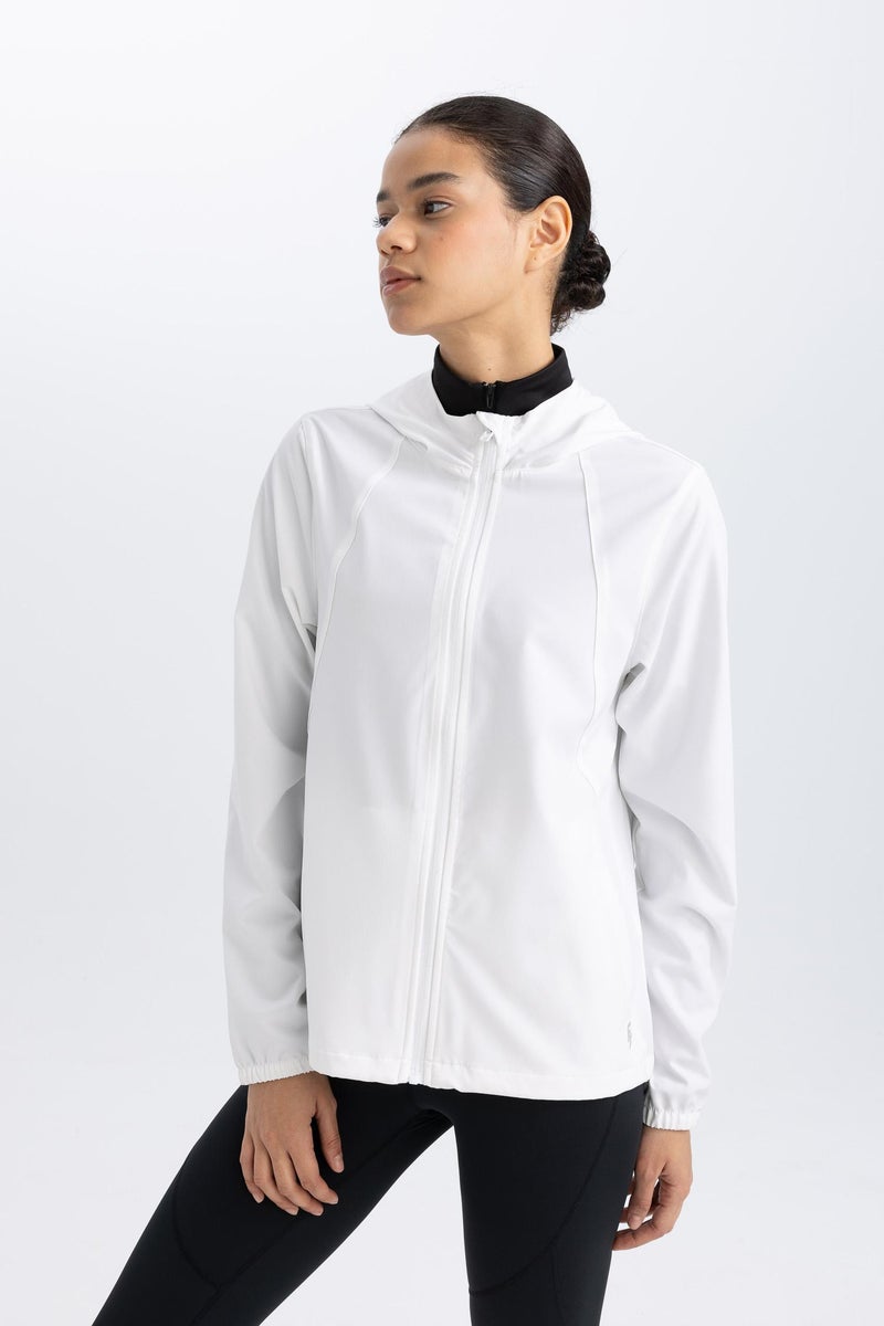 DeFacto White Woman DeFactoFit Water Repellent Slim Fit Hooded Mesh Lined Raincoat Casual - Image 4